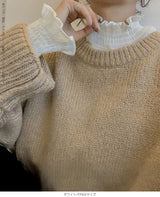 裏起毛スタンドカラーブラウス