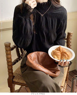 裏起毛スタンドカラーブラウス