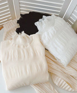 裏起毛スタンドカラーブラウス