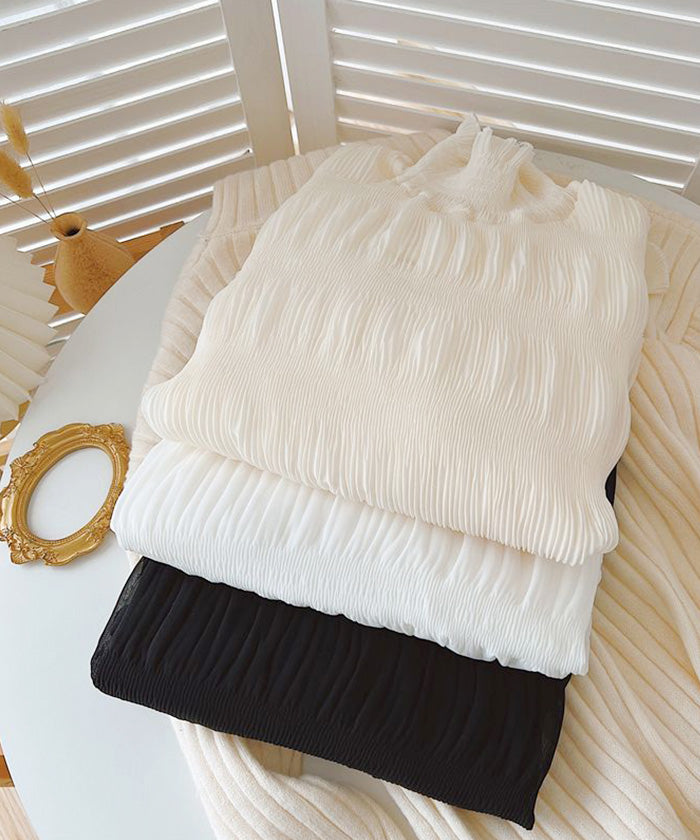 裏起毛スタンドカラーブラウス