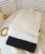 裏起毛スタンドカラーブラウス