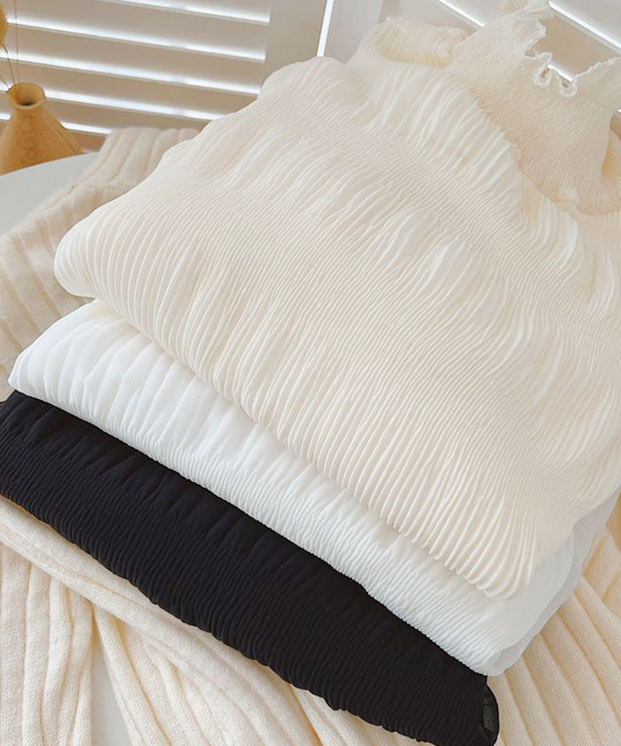 裏起毛スタンドカラーブラウス