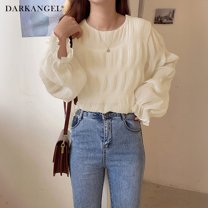 裏起毛スタンドカラーブラウス