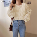 裏起毛スタンドカラーブラウス