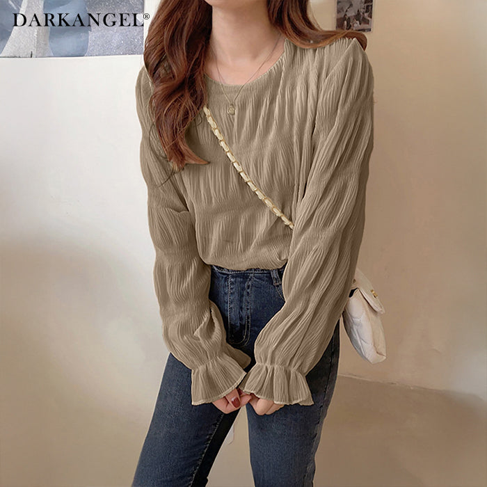 裏起毛スタンドカラーブラウス