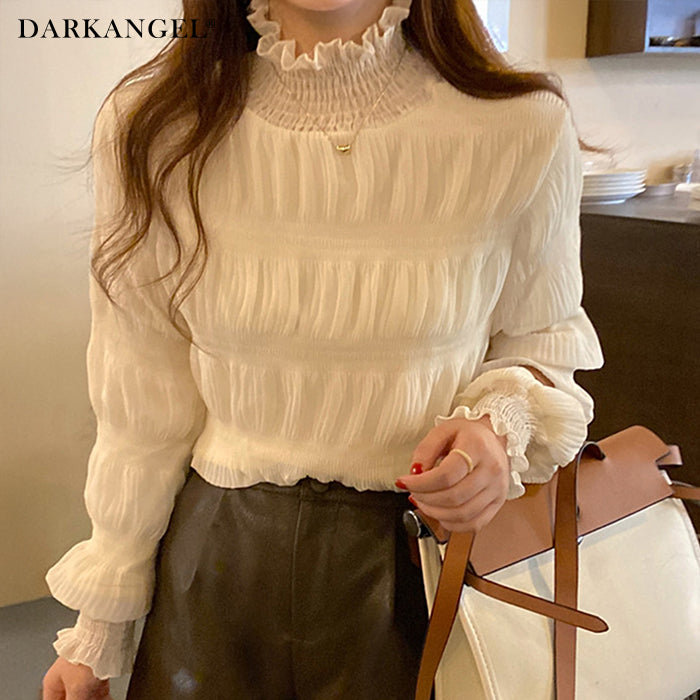 裏起毛スタンドカラーブラウス