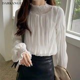 裏起毛スタンドカラーブラウス