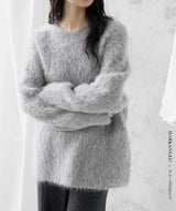 マシュマロタッチラウンドネックシャギーニットトップス