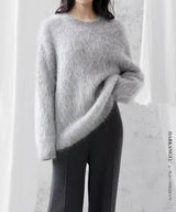 マシュマロタッチラウンドネックシャギーニットトップス