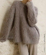 マシュマロタッチラウンドネックシャギーニットトップス