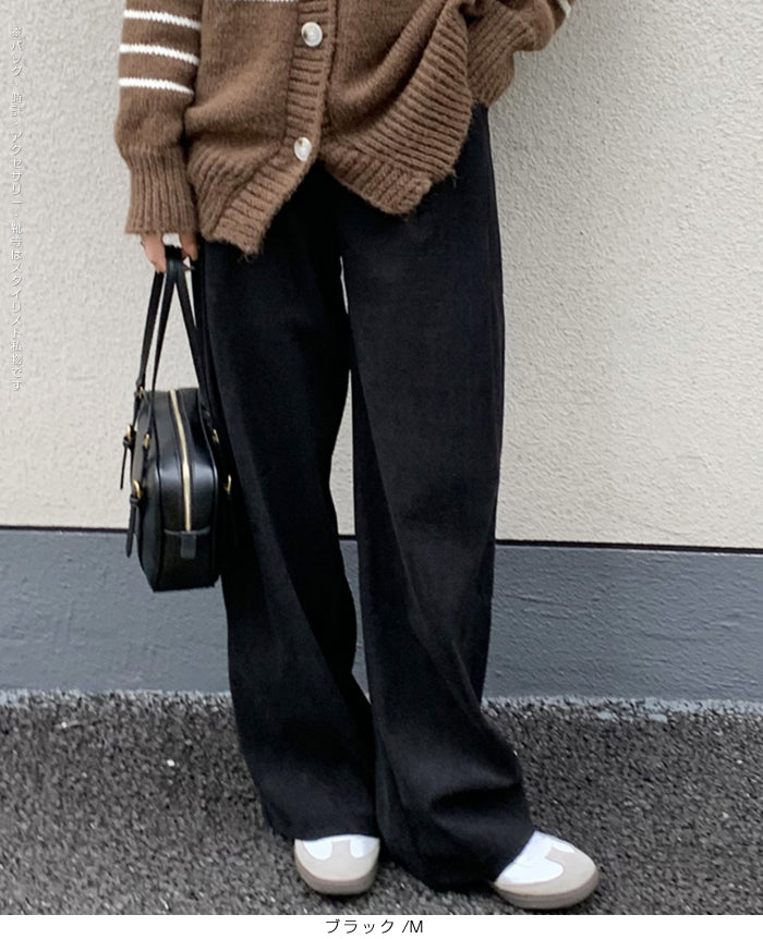 タック入りコーデュロイワイドパンツ