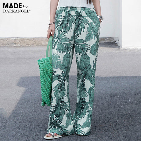 ボタニカルプリントワイドパンツ