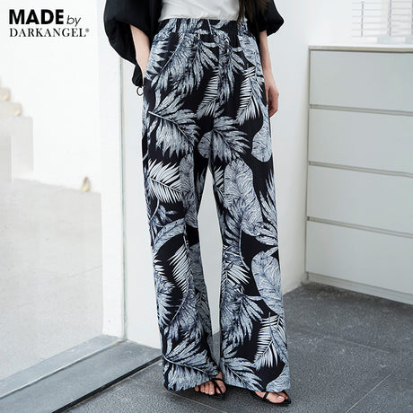 ボタニカルプリントワイドパンツ