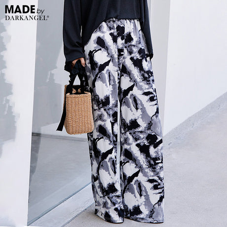 ボタニカルプリントワイドパンツ