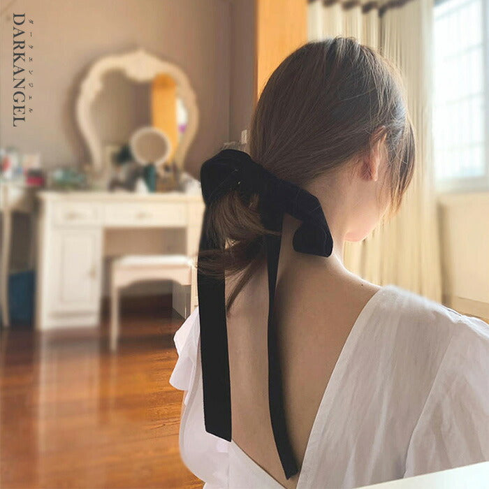 ベロアリボンヘアゴム