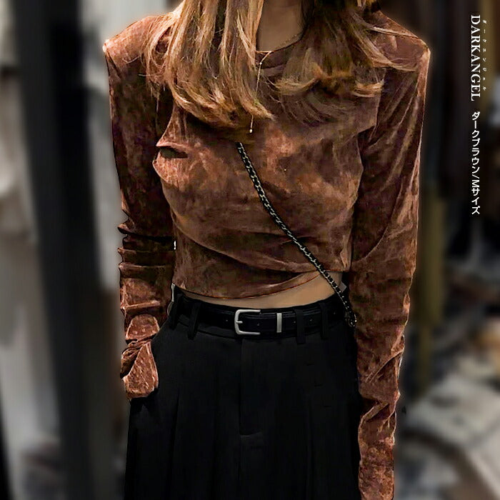 vintage ベロアスリットトップス kiehtova｜VELOR SLIT GATHER TOPS トップス ベロア スリット - H.O.V