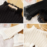 重ね着風レースドッキングリブニット