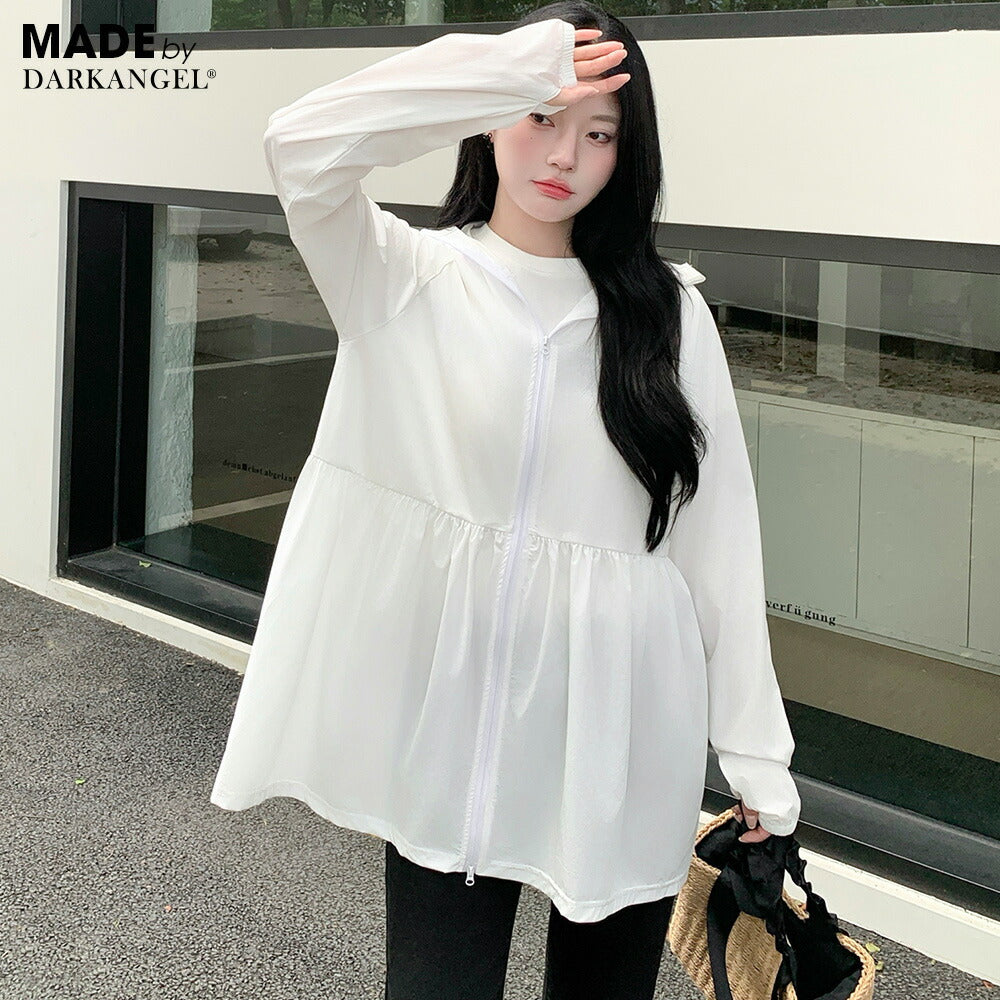 elu　ＵＶ パカ Daisy gather peplum UVcut sheer Parker -ivory-
