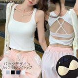 バックデザイン カップ付きタンクトップ