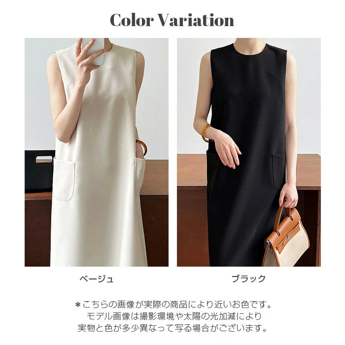 Iラインノースリーブワンピース