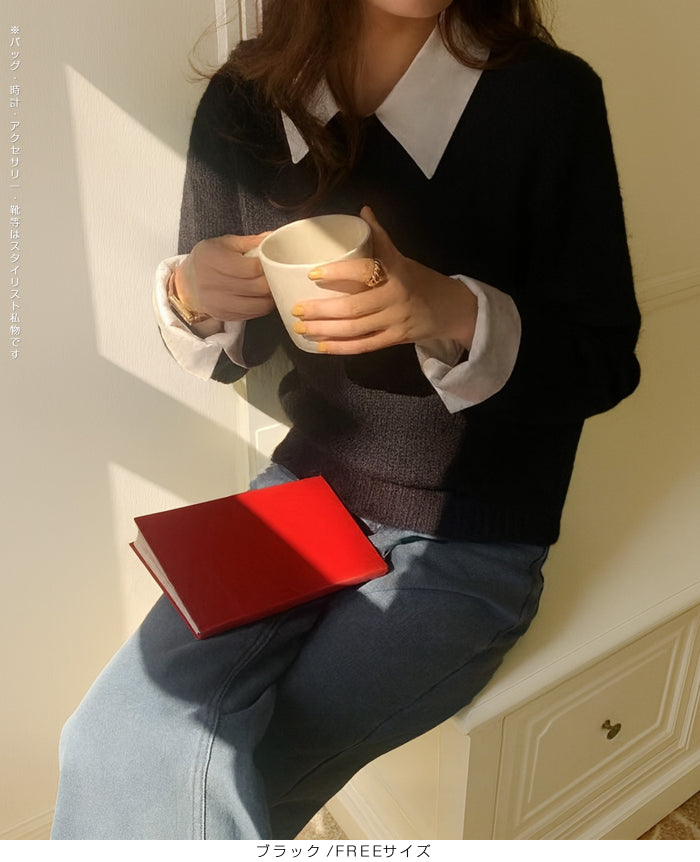 フェイクツーピースニット