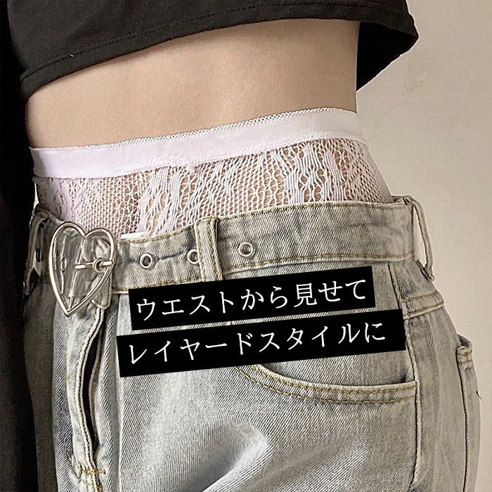 06花柄＆リボンレースストッキングパンツ