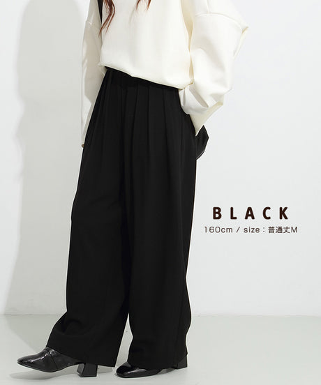 03color タックデザインバレルレッグパンツ