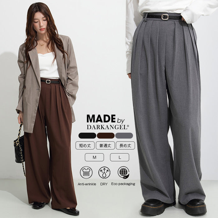 03color タックデザインバレルレッグパンツ