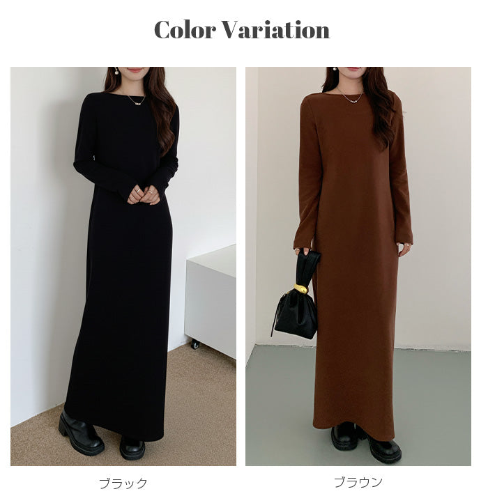 選べる着丈 バックシャンマキシワンピース