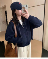 フード付きジップアップショートカーディガン