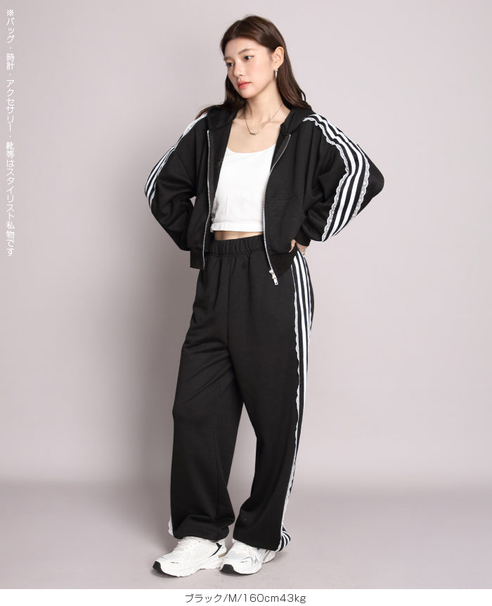 サイドラインダブルジップパーカー