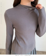 リブ ニット トップス 秋 レディース オフネック モックネック 長袖 セーター 伸縮性 きれいめ 細見え 無地 洗える シンプル きれいめ インナー 通勤 通学 オフィス カジュアル 秋冬