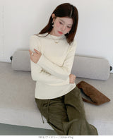 リブ ニット トップス 秋 レディース オフネック モックネック 長袖 セーター 伸縮性 きれいめ 細見え 無地 洗える シンプル きれいめ インナー 通勤 通学 オフィス カジュアル 秋冬