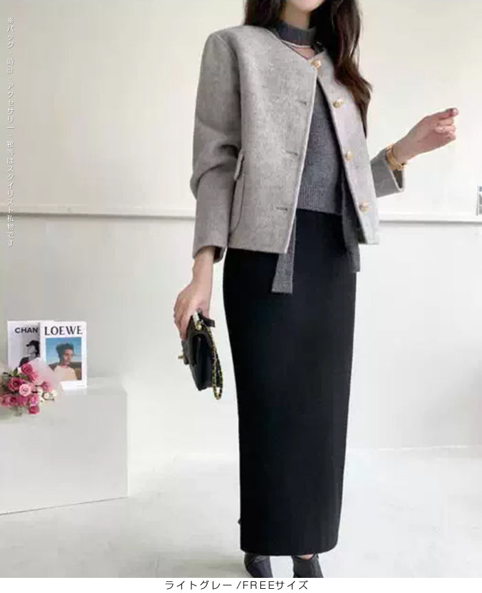 シンプルクルーネックカーディガン