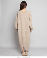 05color Vネックニットルーズワンピース