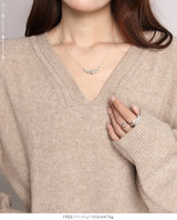 05color Vネックニットルーズワンピース