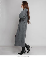 05color Vネックニットルーズワンピース