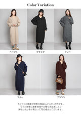 05color Vネックニットルーズワンピース