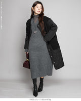 05color Vネックニットルーズワンピース