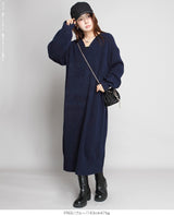 05color Vネックニットルーズワンピース