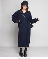 05color Vネックニットルーズワンピース