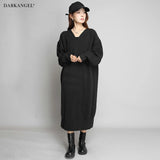 05color Vネックニットルーズワンピース