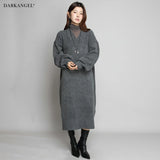 05color Vネックニットルーズワンピース