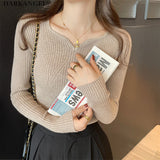 キーネックリブニット