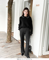 上品見え 裏起毛ワイドパンツ