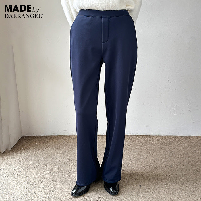 上品見え 裏起毛 ワイドパンツ レディース 冬 ストレッチ スラックス