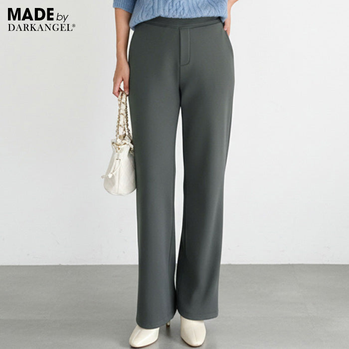 上品見え 裏起毛 ワイドパンツ レディース 冬 ストレッチ スラックス