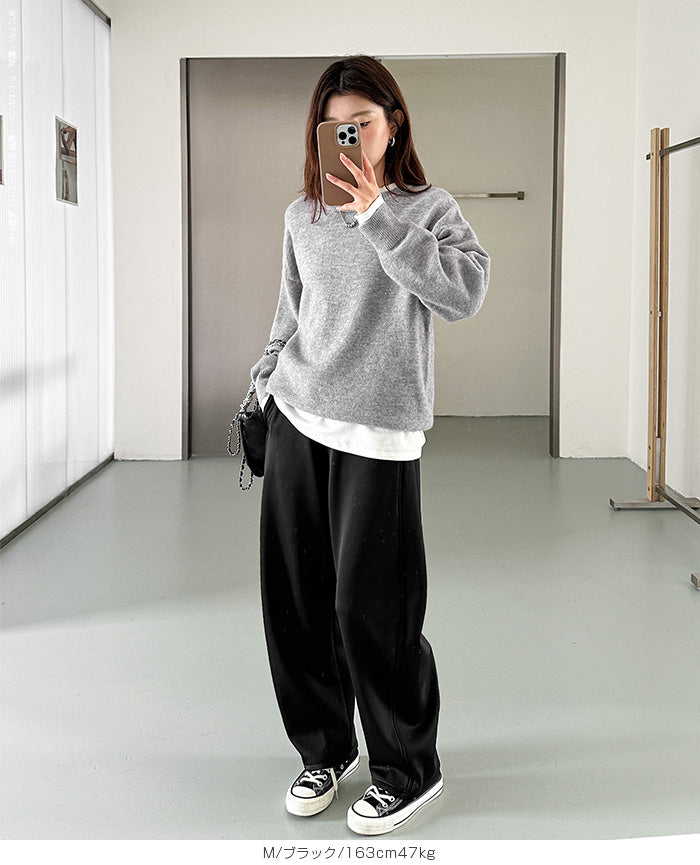 ツイル調ストレッチ裏起毛カーブパンツ