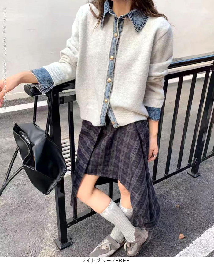 フェイクレイヤードカーディガン
