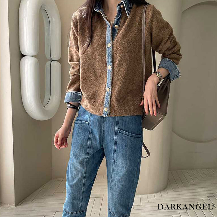 フェイクレイヤードカーディガン